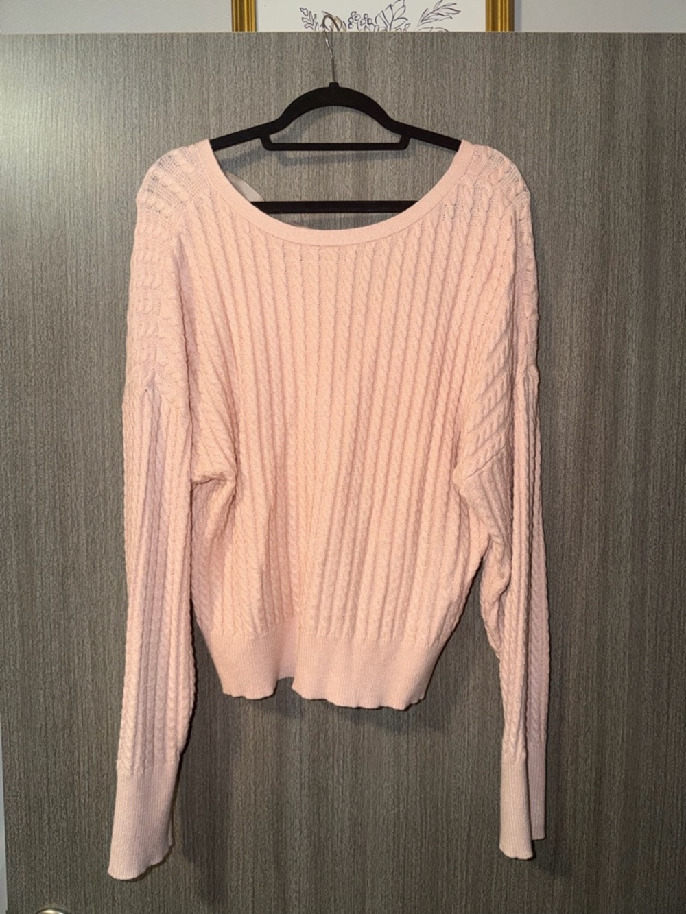 Willow Light Pink Cable Knit Scoop Neck Sweater